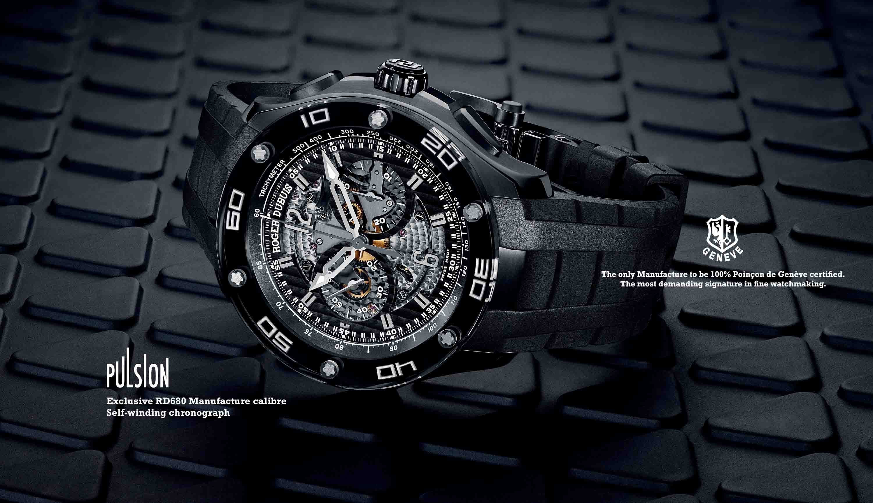 Roger Dubuis Pulsion Chronograph warna Hitam Titanium